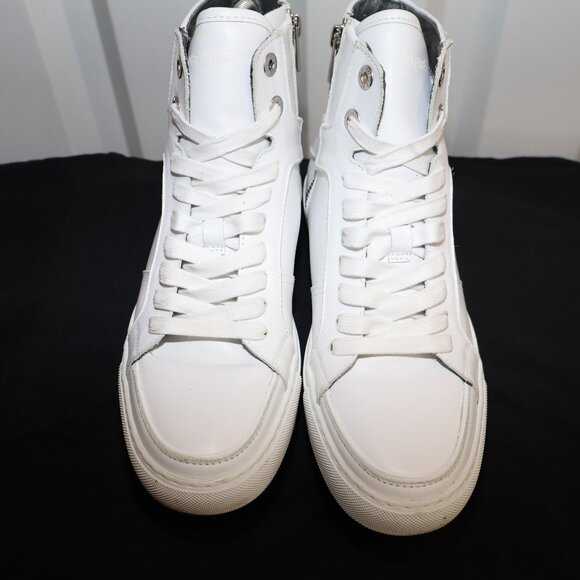 Zadig & Voltaire Womens Flash High Top Sneakers White Size EU 39 US 8 Lace Zip - Picture 4 of 12